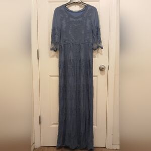 Orange Creek Blue Lace Maxi Dress